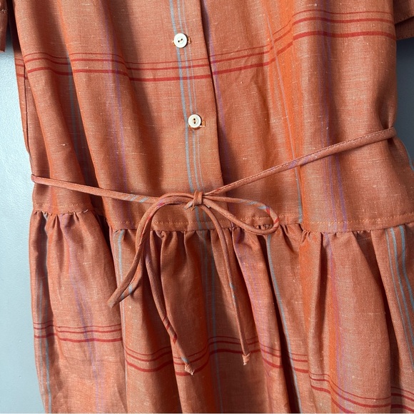 Vintage Diane Von Furstenberg Terracotta Midi Dress with Cream Lace - Picture 3 of 8